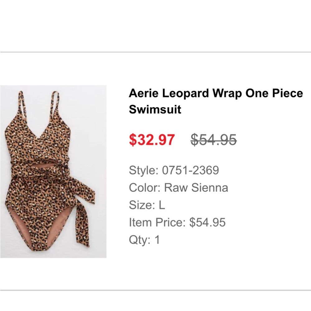 Aerie Leopard Wrap One Piece Swimsuit